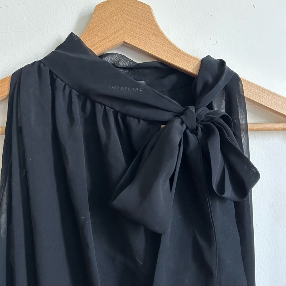 Black chiffon blouse with bow